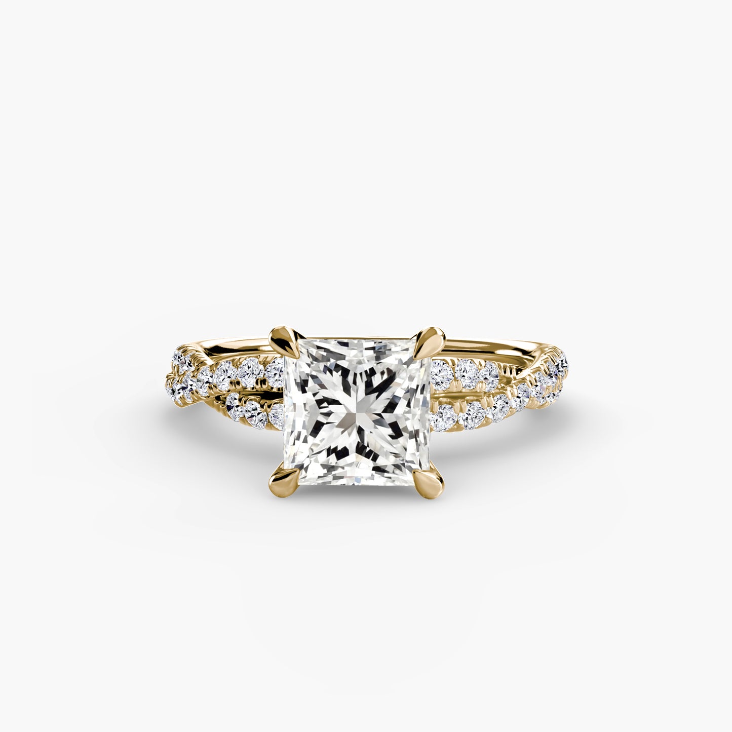 Twisted Pavé Solitaire Engagement Ring
