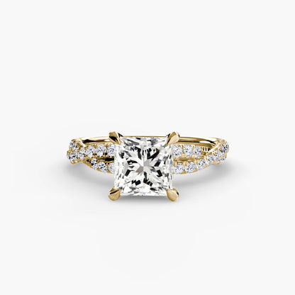 Twisted Pavé Solitaire Engagement Ring