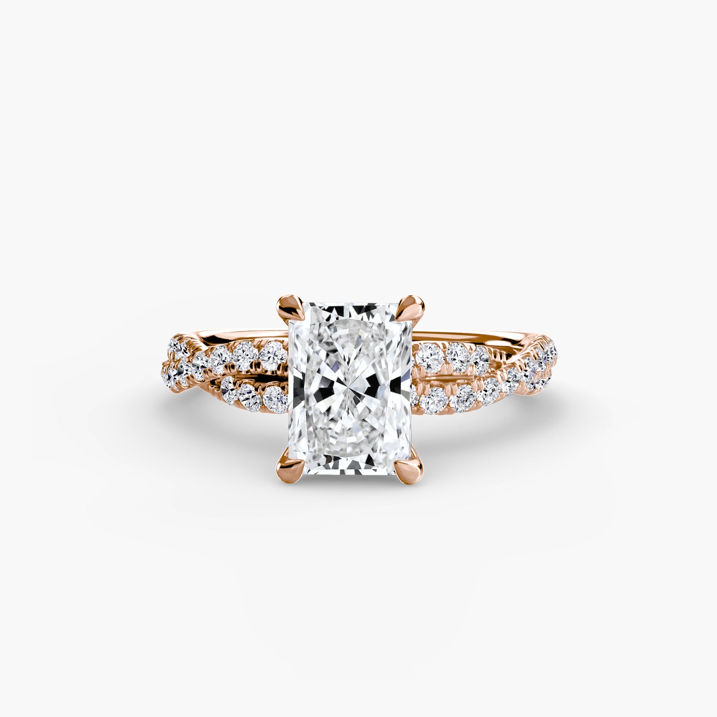 Twisted Pavé Solitaire Engagement Ring