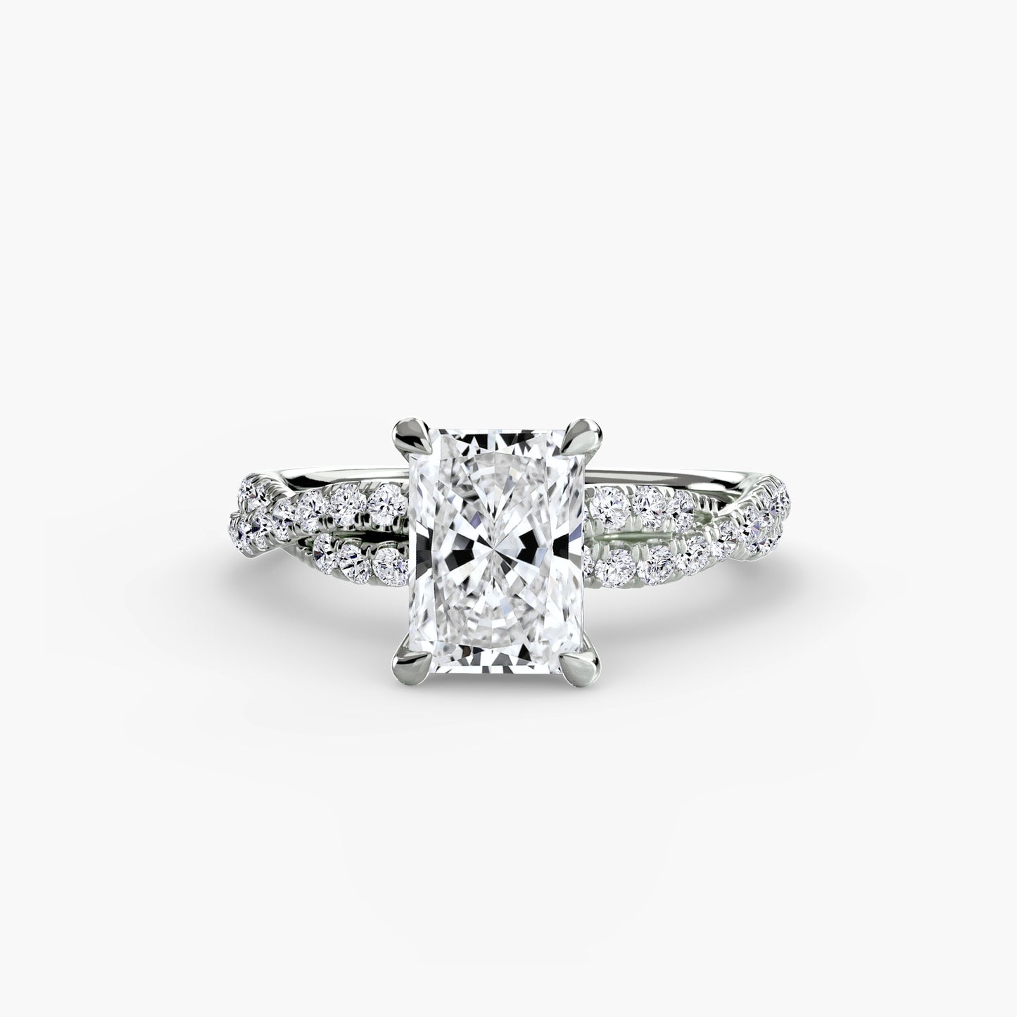 Twisted Pavé Solitaire Engagement Ring