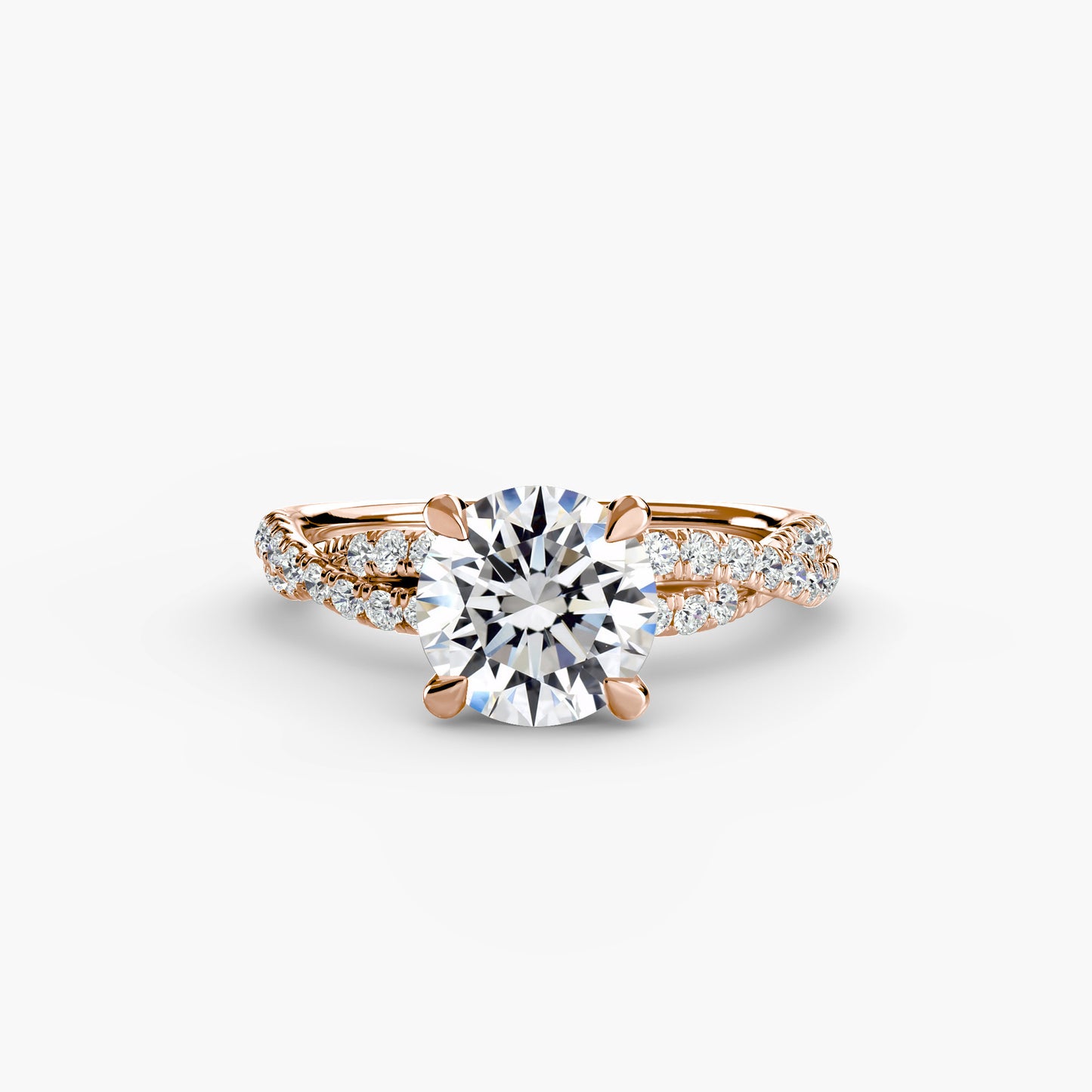 Twisted Pavé Solitaire Engagement Ring