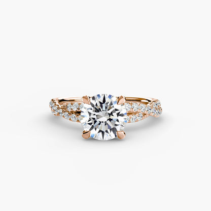 Twisted Pavé Solitaire Engagement Ring
