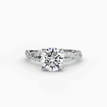 Twisted Pavé Solitaire Engagement Ring