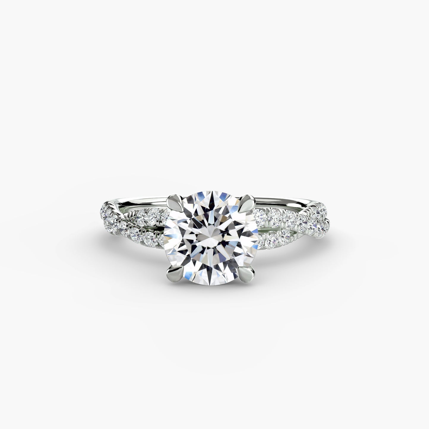 Twisted Pavé Solitaire Engagement Ring