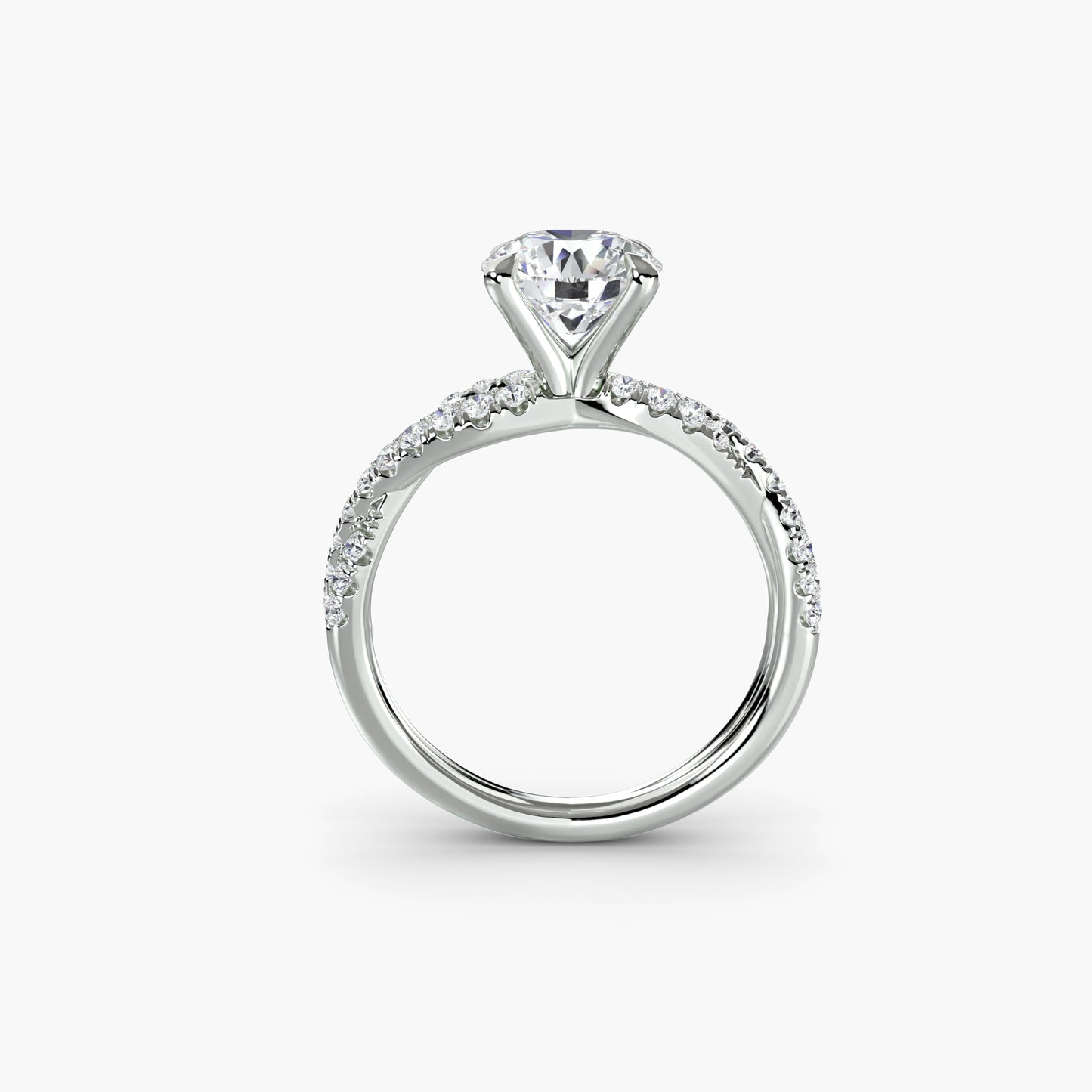 Twisted Pavé Solitaire Engagement Ring