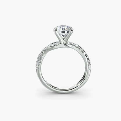 Twisted Pavé Solitaire Engagement Ring