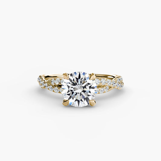 Twisted Pavé Solitaire Engagement Ring