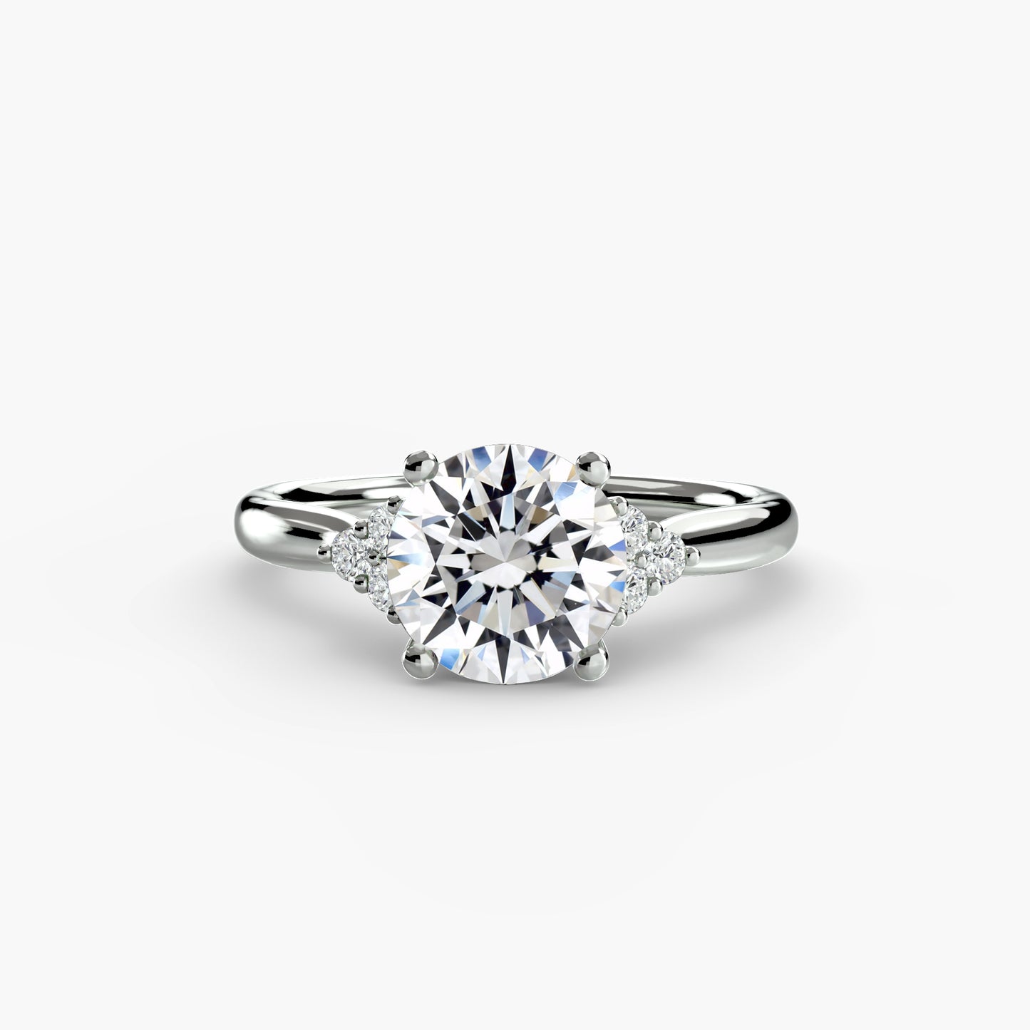 Solitaire Engagement Ring with Cluster Shoulders