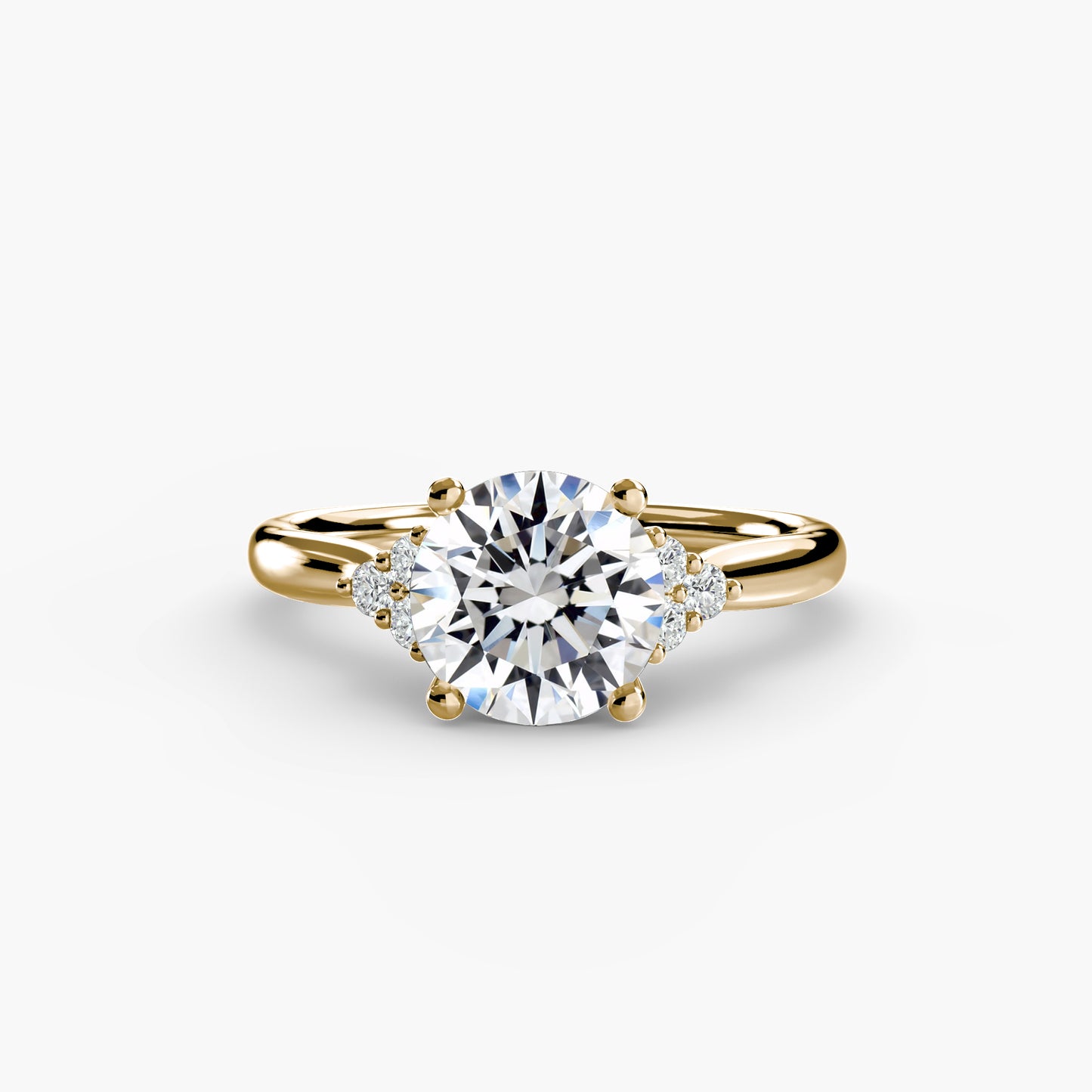 Solitaire Engagement Ring with Cluster Shoulders