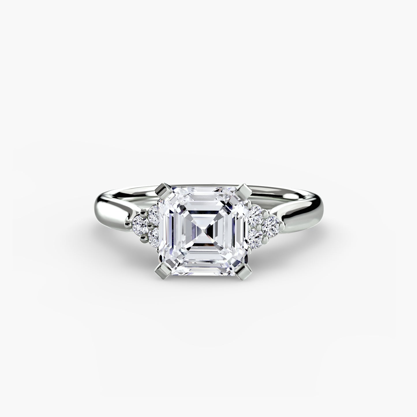 Solitaire Engagement Ring with Cluster Shoulders