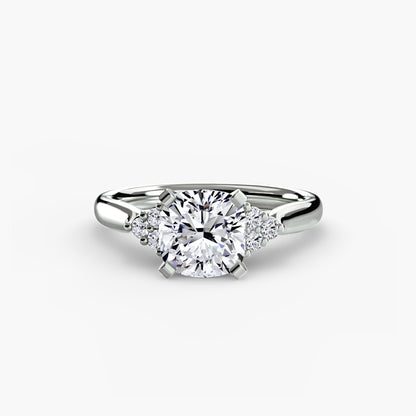 Solitaire Engagement Ring with Cluster Shoulders