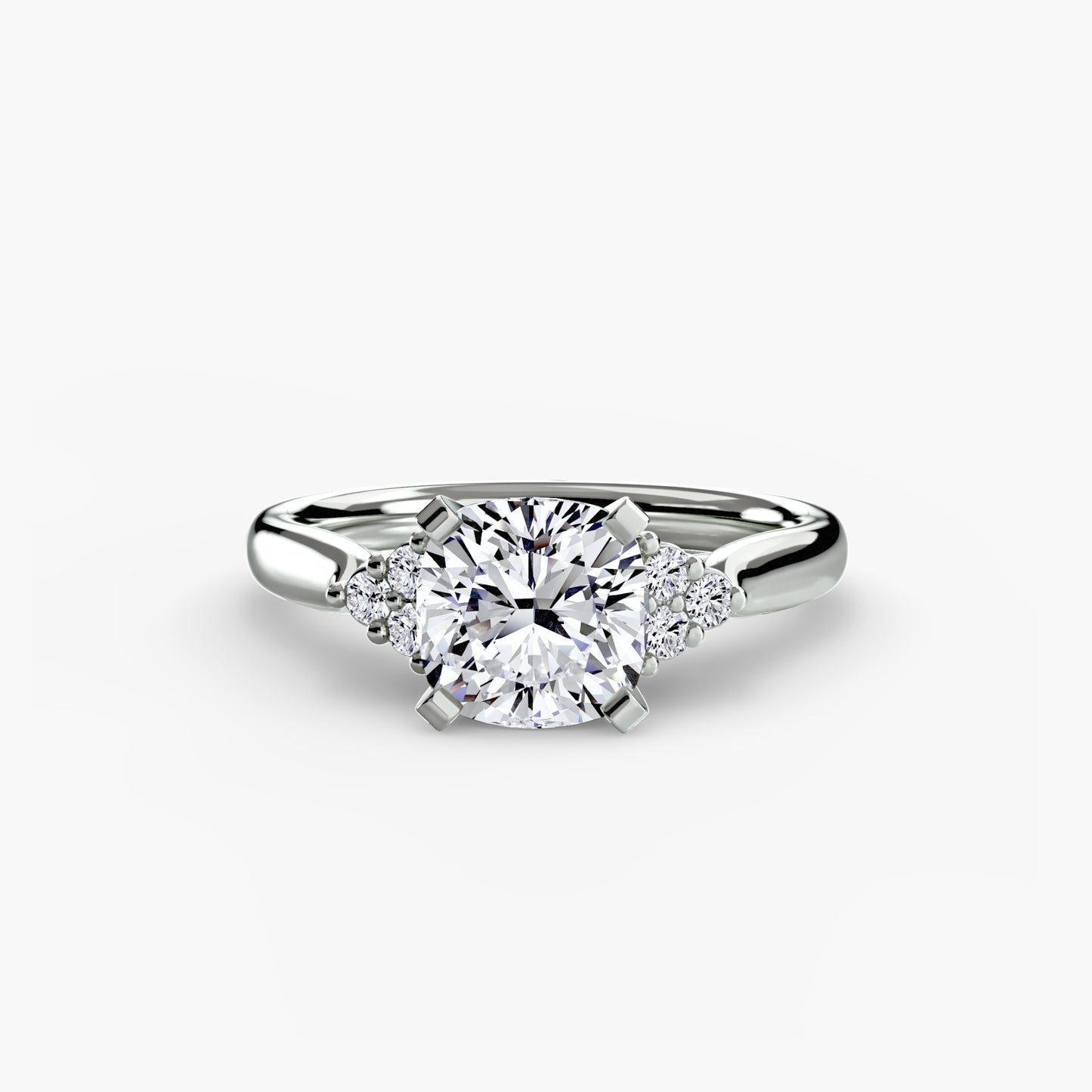 Solitaire Engagement Ring with Cluster Shoulders
