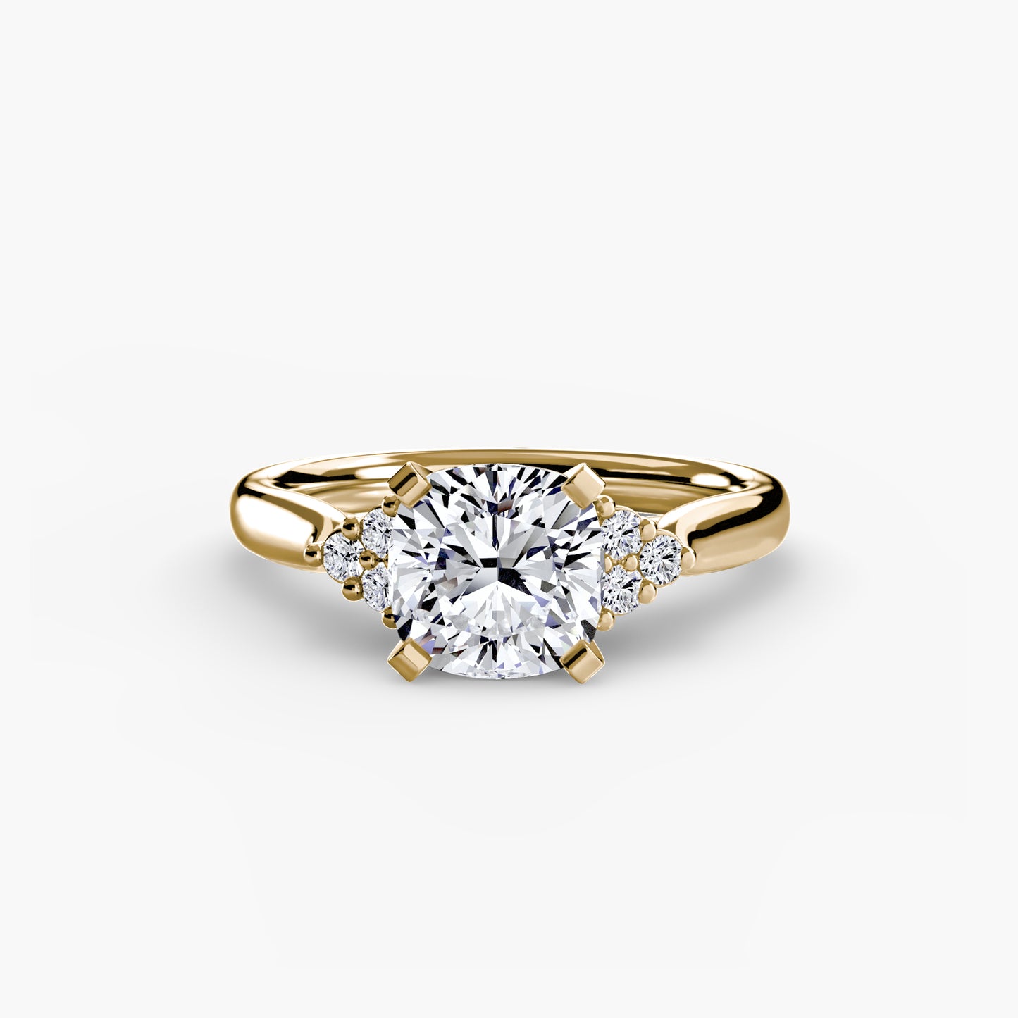 Solitaire Engagement Ring with Cluster Shoulders