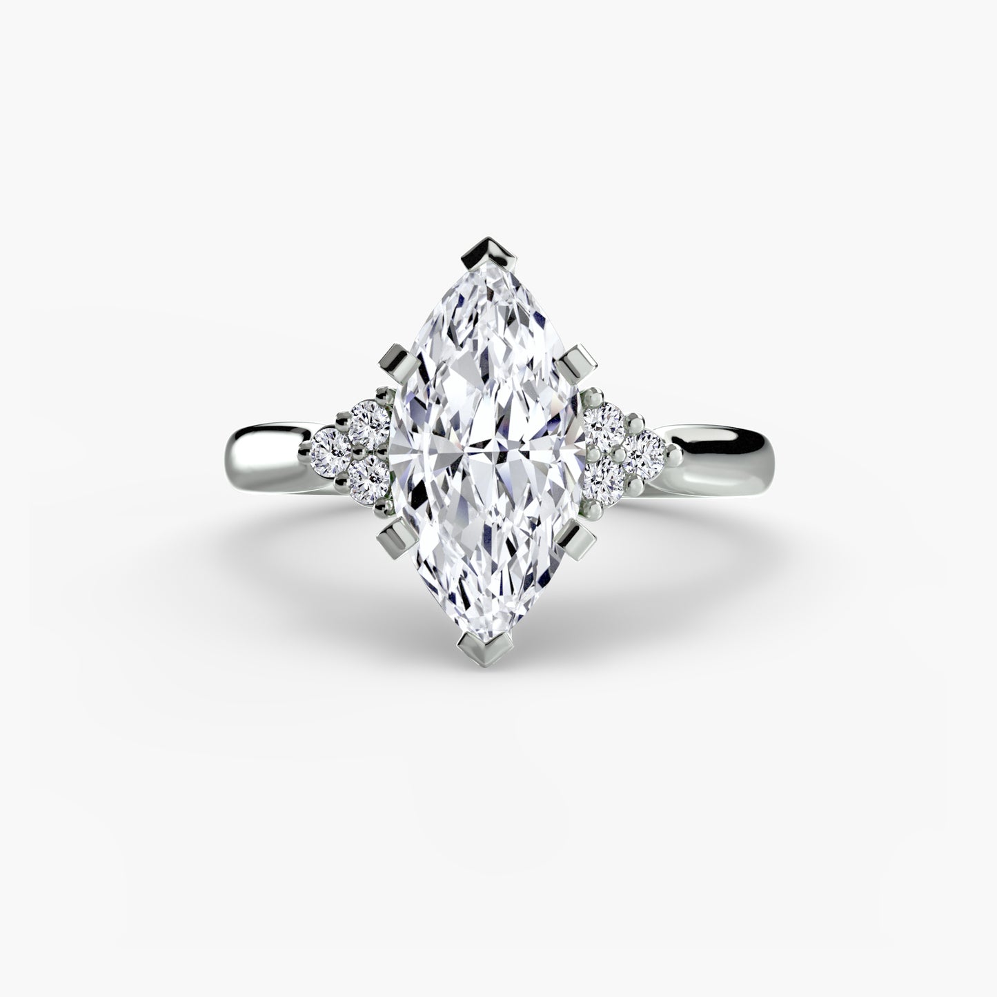 Solitaire Engagement Ring with Cluster Shoulders