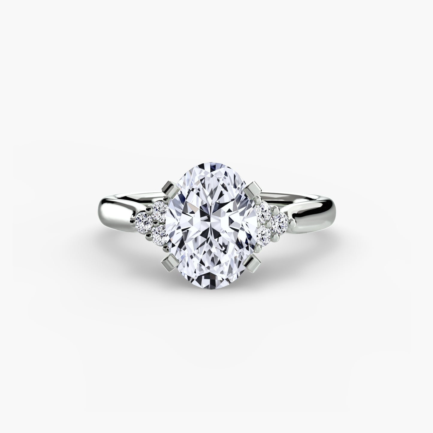 Solitaire Engagement Ring with Cluster Shoulders