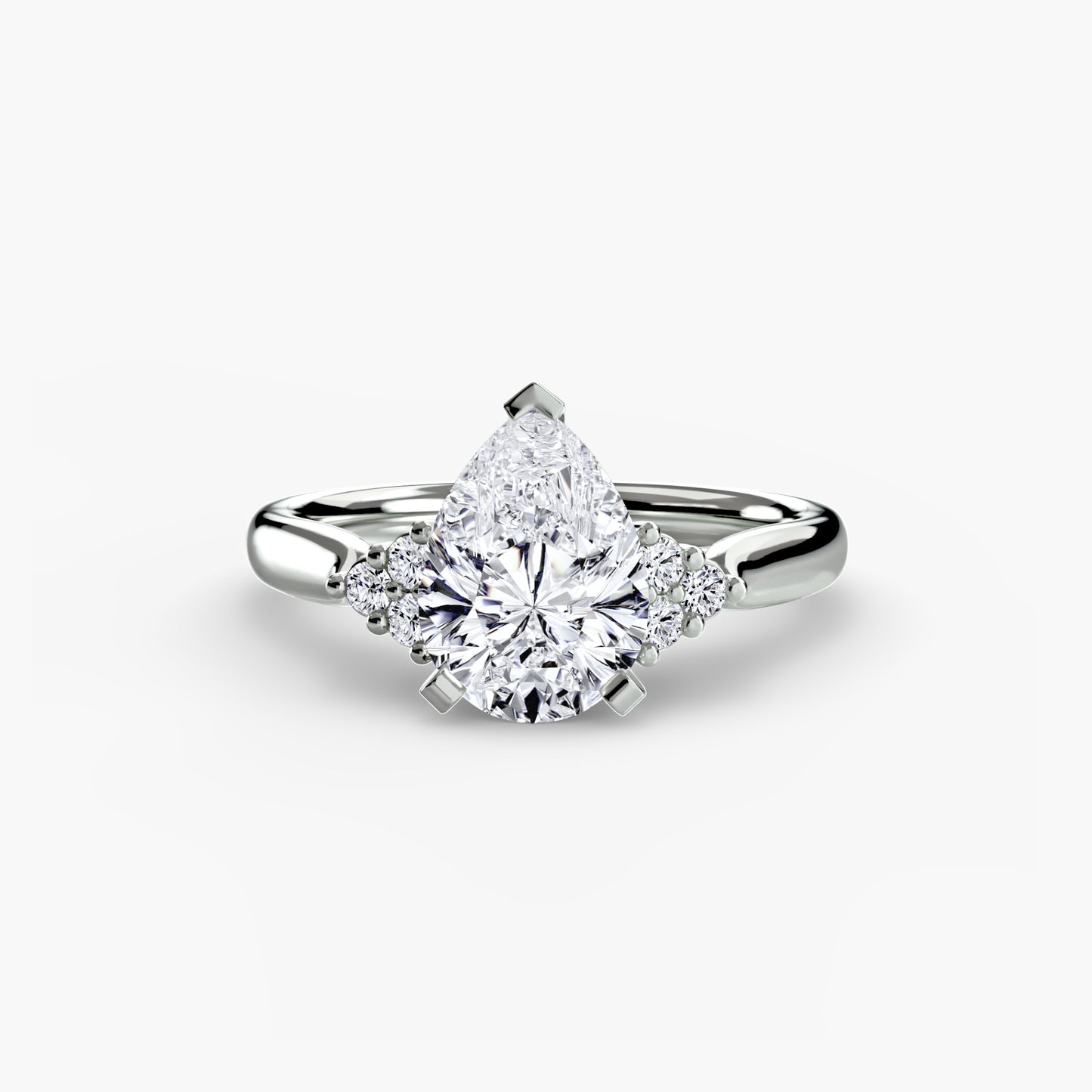 Solitaire Engagement Ring with Cluster Shoulders