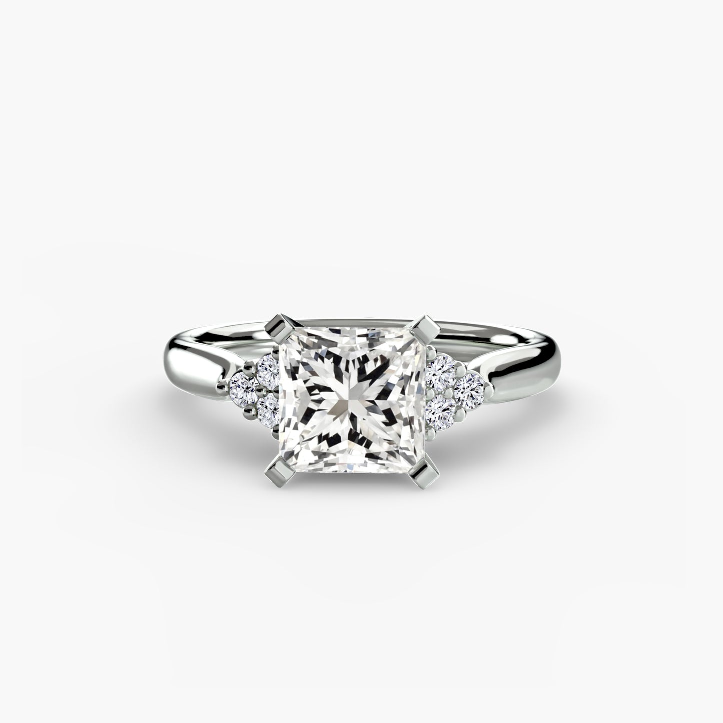 Solitaire Engagement Ring with Cluster Shoulders