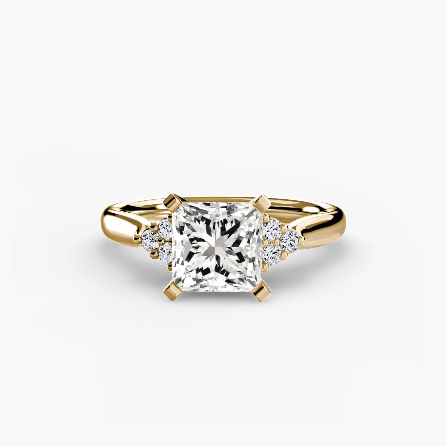 Solitaire Engagement Ring with Cluster Shoulders