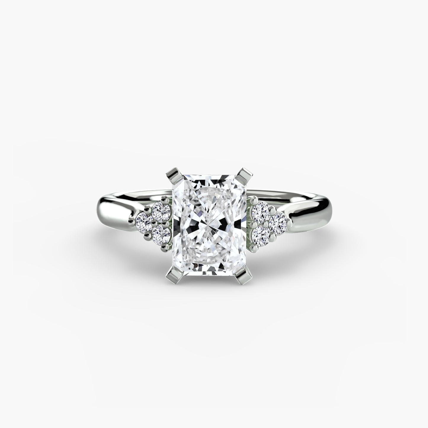 Solitaire Engagement Ring with Cluster Shoulders