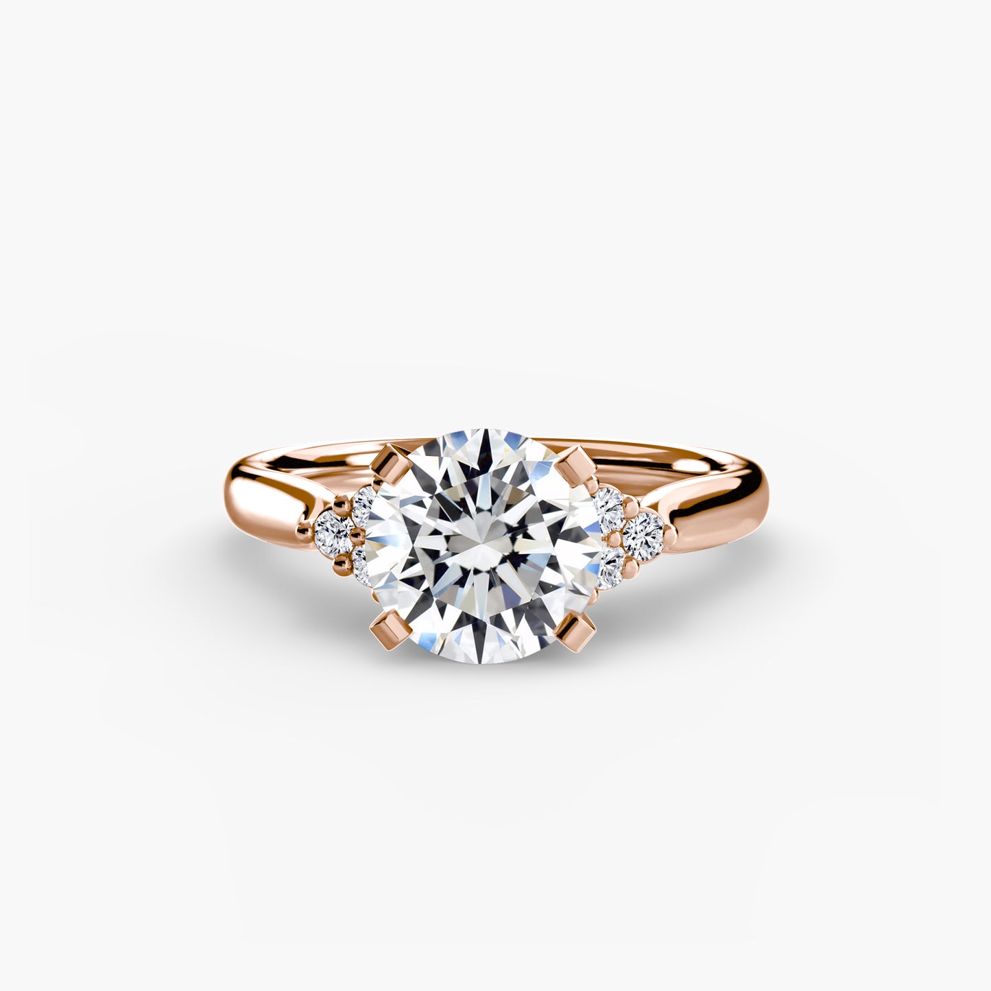 Solitaire Engagement Ring with Cluster Shoulders