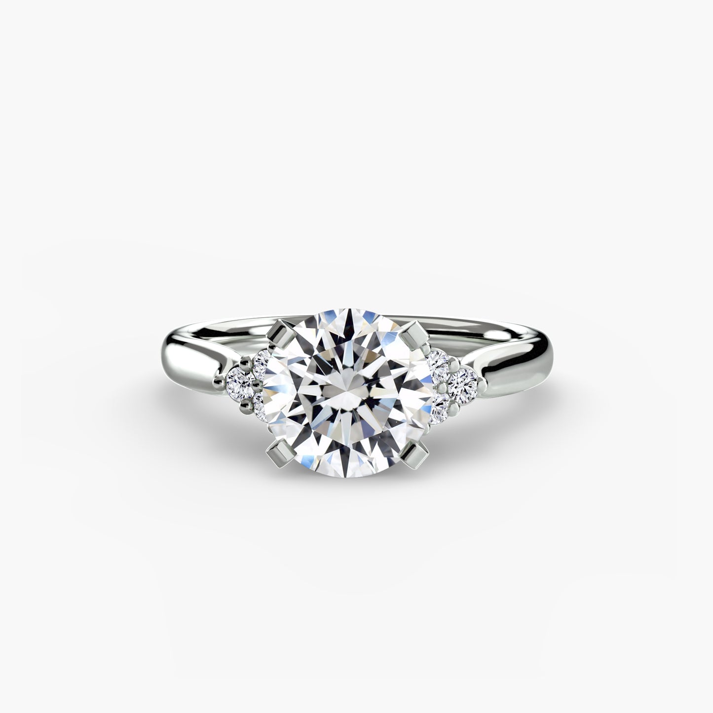Solitaire Engagement Ring with Cluster Shoulders