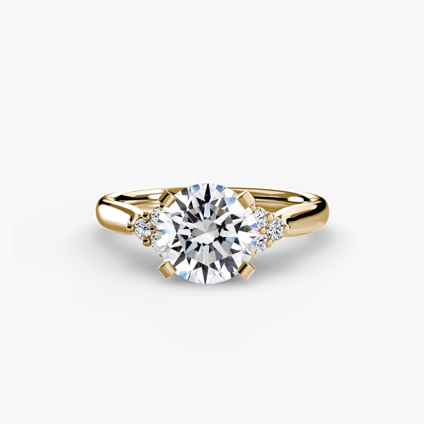 Solitaire Engagement Ring with Cluster Shoulders