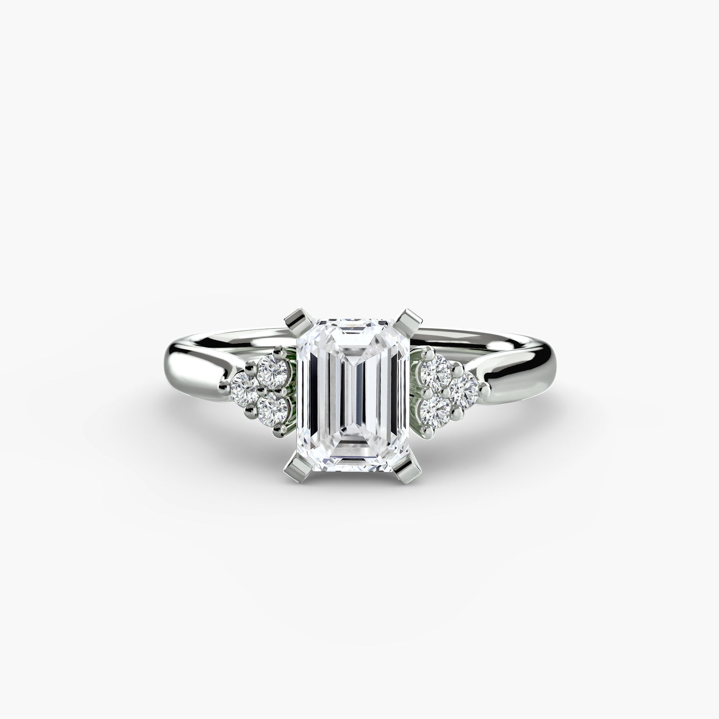 Solitaire Engagement Ring with Cluster Shoulders