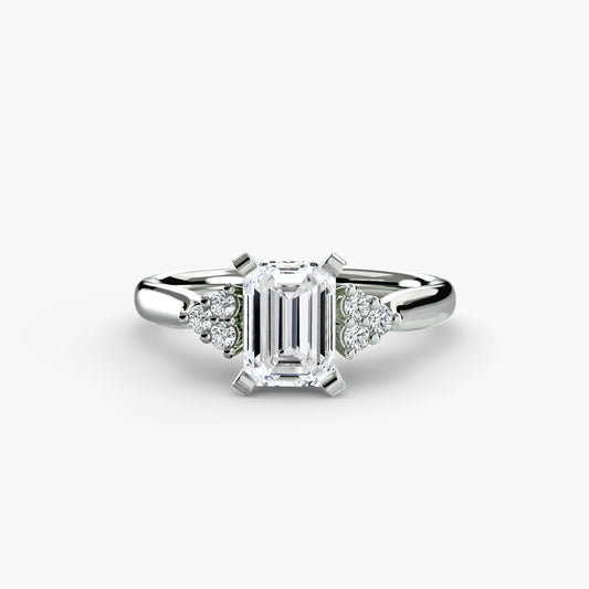 Solitaire Engagement Ring with Cluster Shoulders