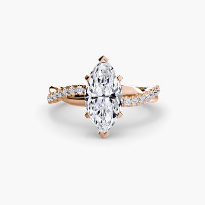 Twisted Pavé Bypass Engagement Ring