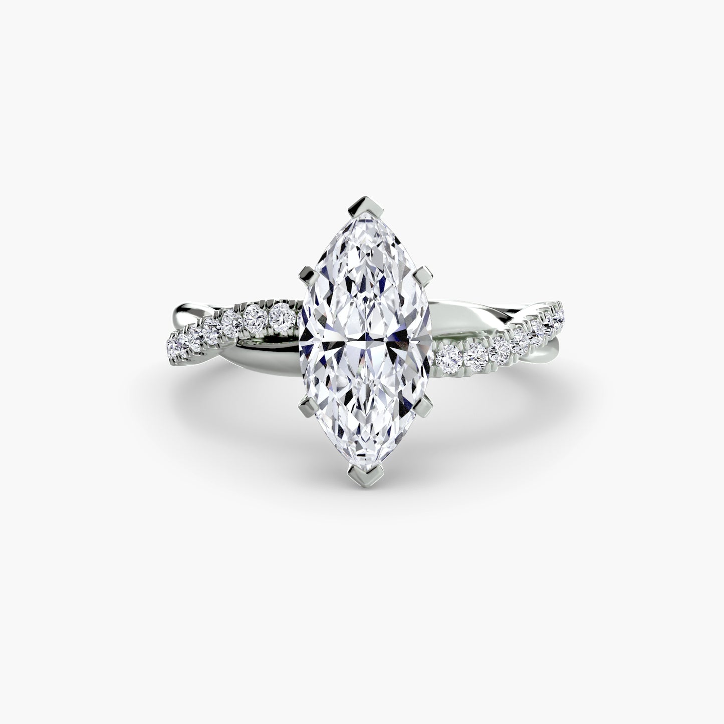 Twisted Pavé Bypass Engagement Ring