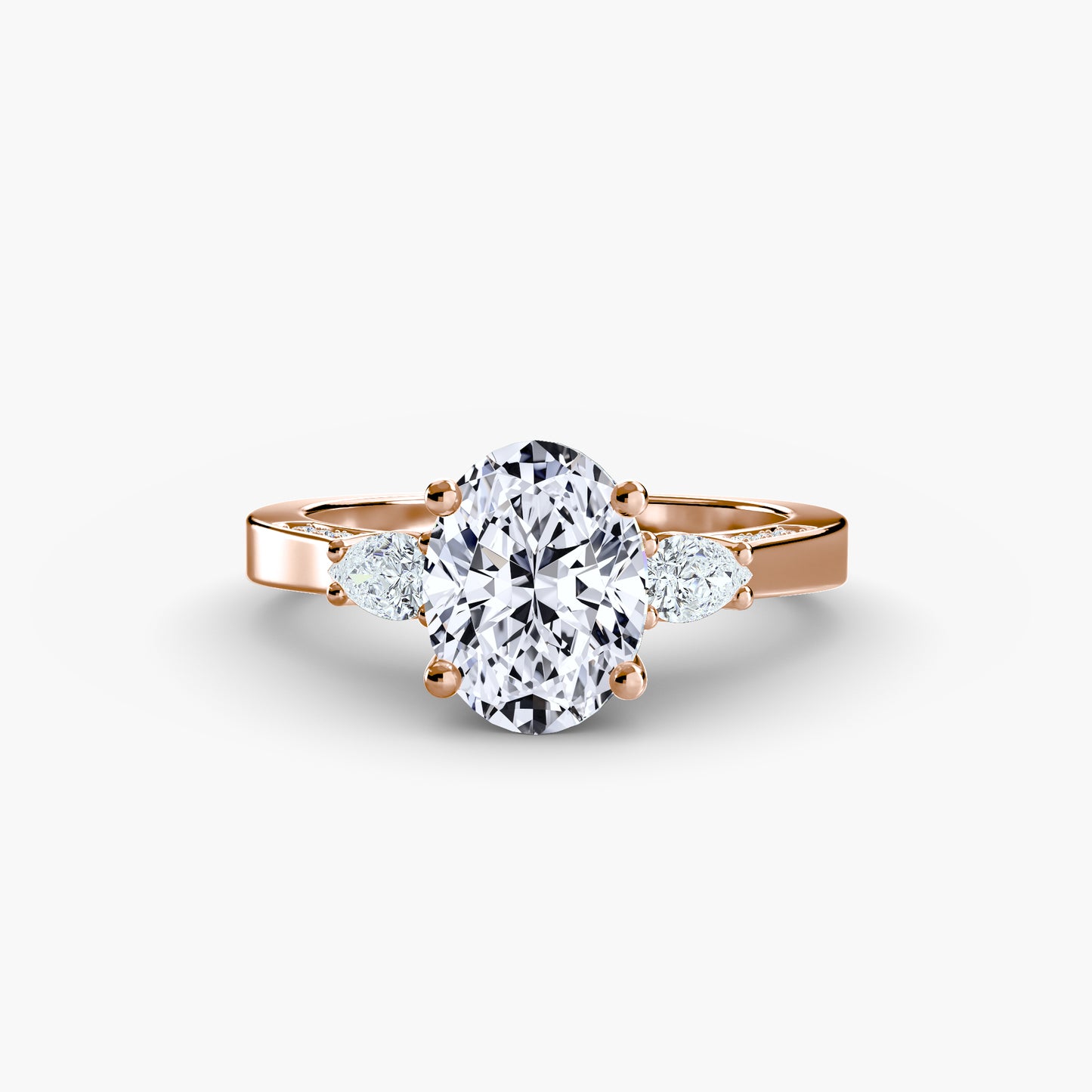 Three-Stone Pavé Shoulder Engagement Ring