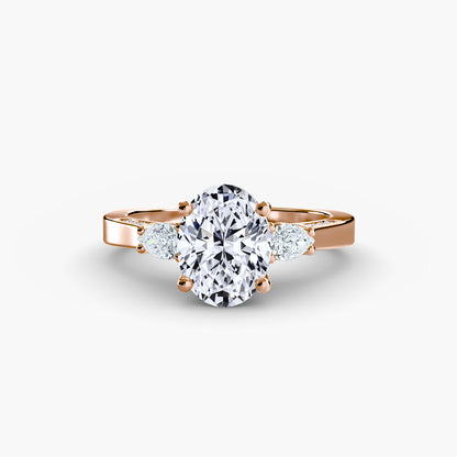 Three-Stone Pavé Shoulder Engagement Ring
