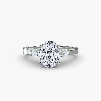 Three-Stone Pavé Shoulder Engagement Ring