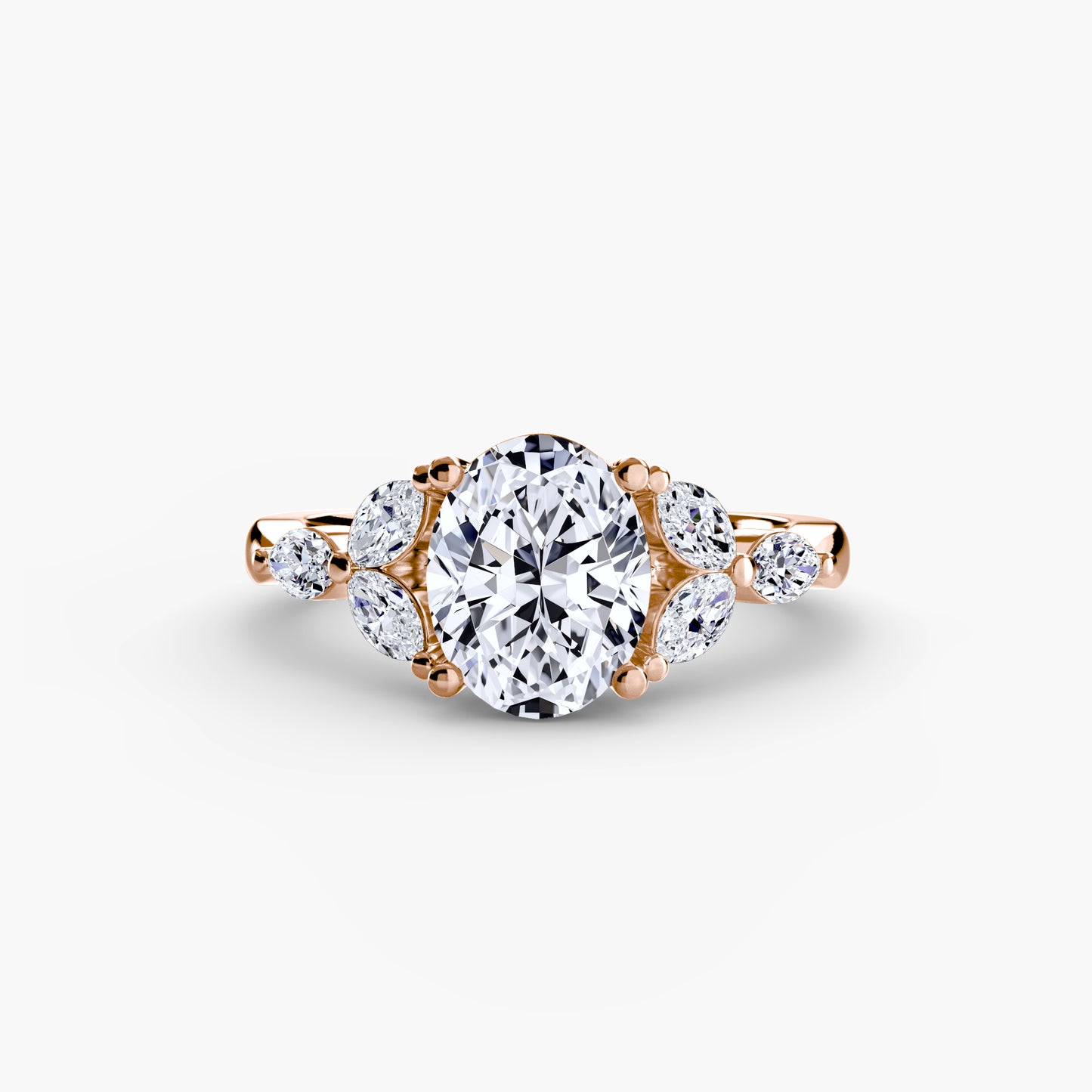 Oval Shoulder Cluster Engagement Ring