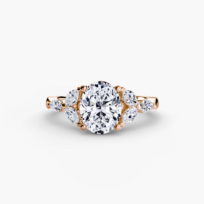 Oval Shoulder Cluster Engagement Ring
