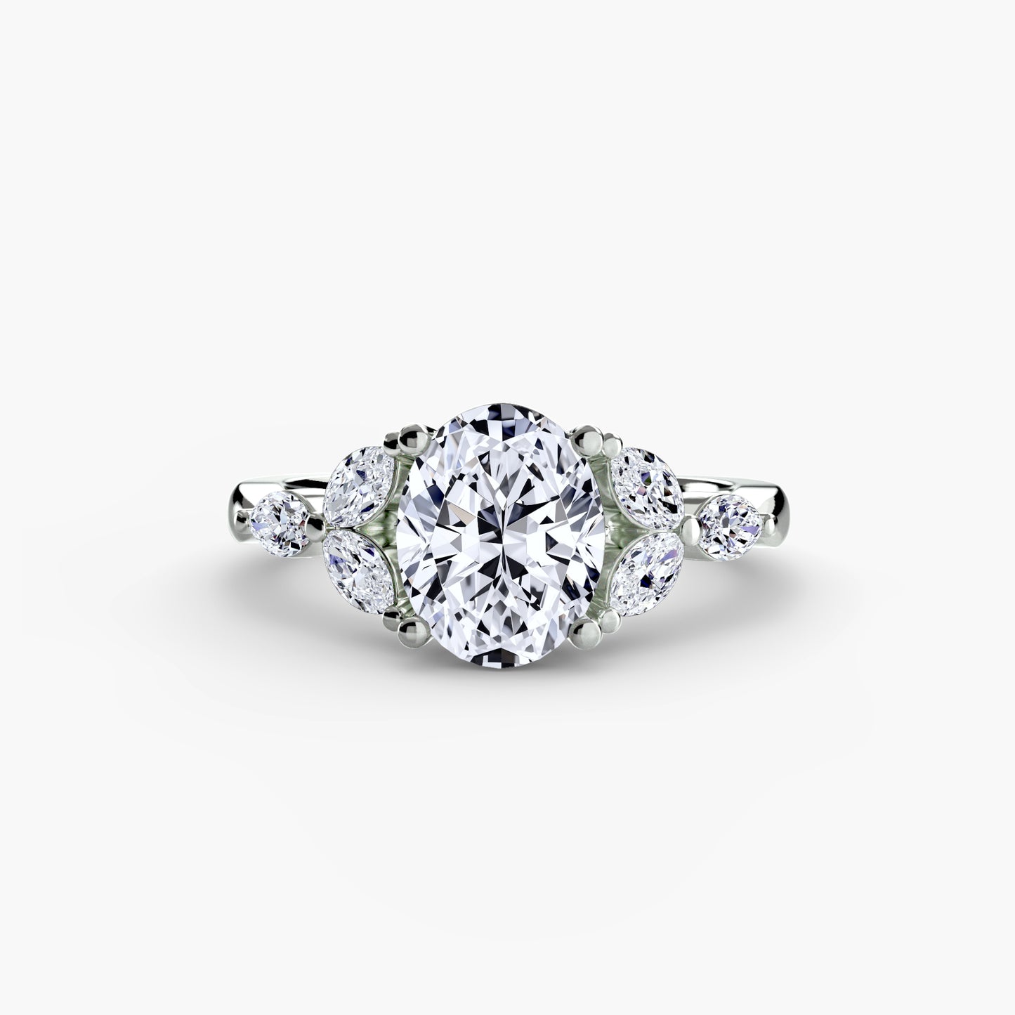 Oval Shoulder Cluster Engagement Ring