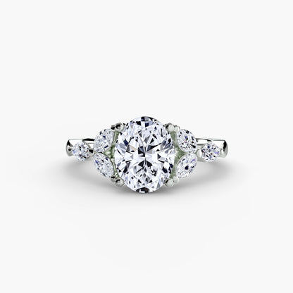 Oval Shoulder Cluster Engagement Ring