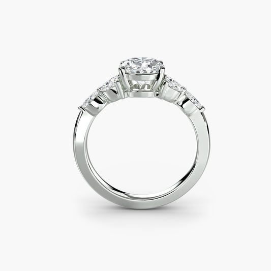 Oval Shoulder Cluster Engagement Ring