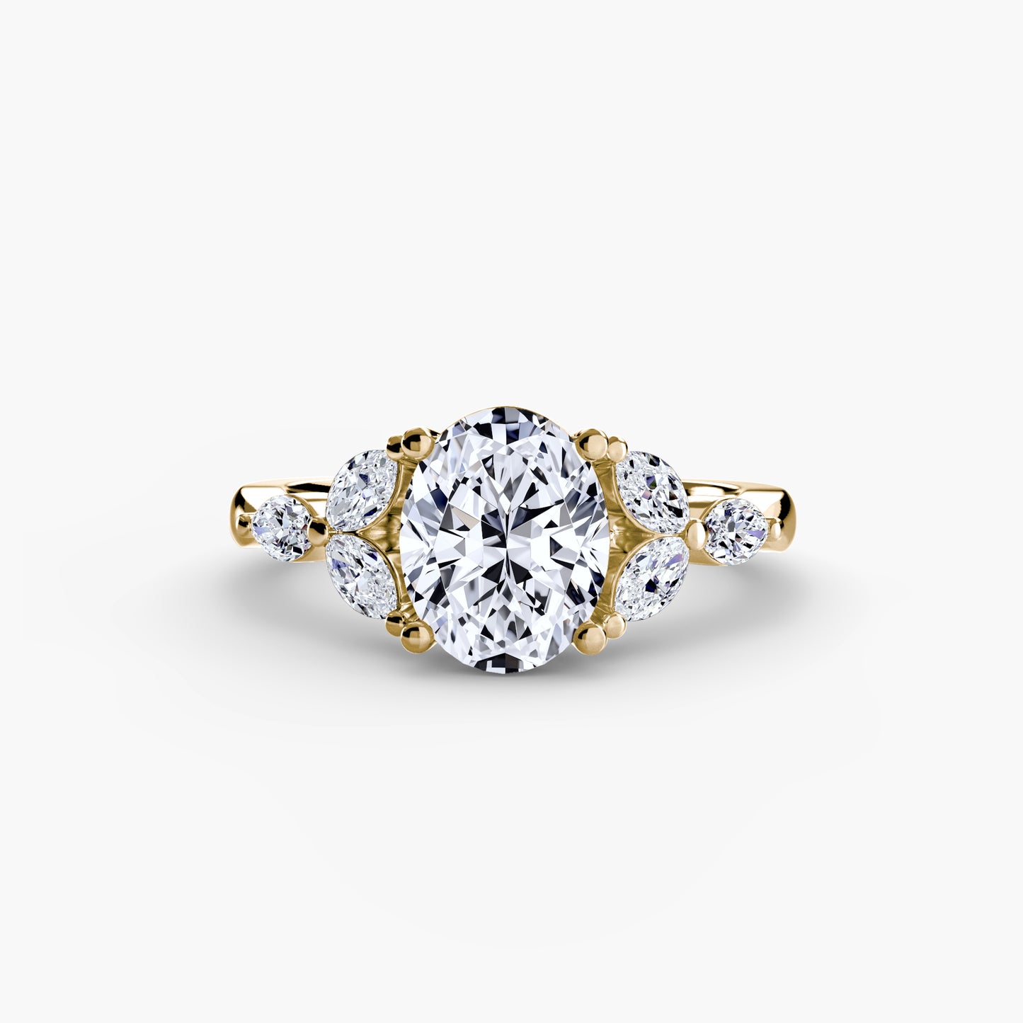Oval Shoulder Cluster Engagement Ring