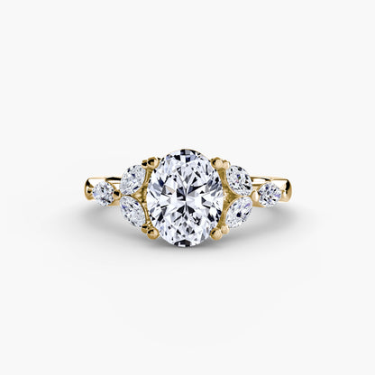 Oval Shoulder Cluster Engagement Ring