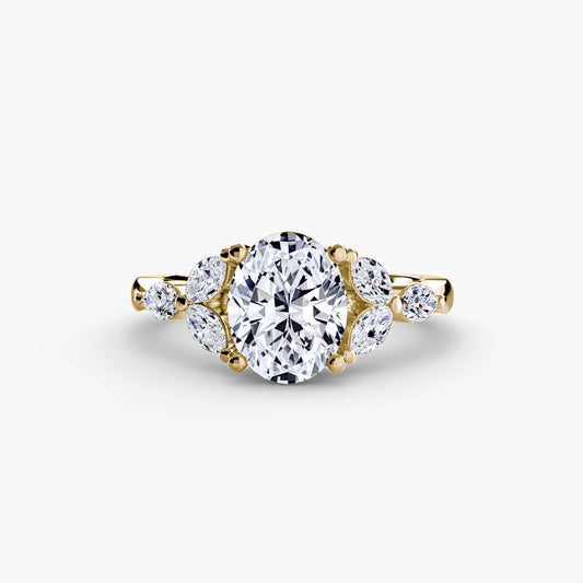 Oval Shoulder Cluster Engagement Ring