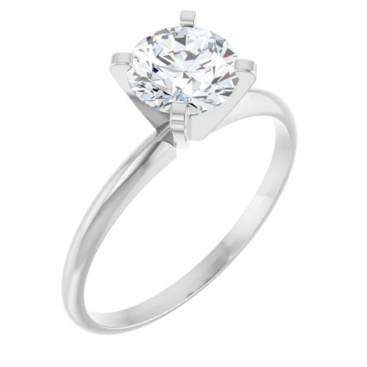 14k White Gold 1.50 Ct Round Lab Diamond Solitaire Engagement Ring (IGI Certified) F - VS2 - Triple Excellent Complete Ring 5C